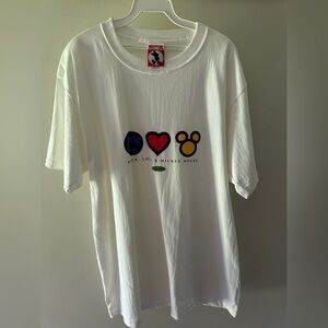Vintage Peace, Love, Mickey Mouse White Shirt